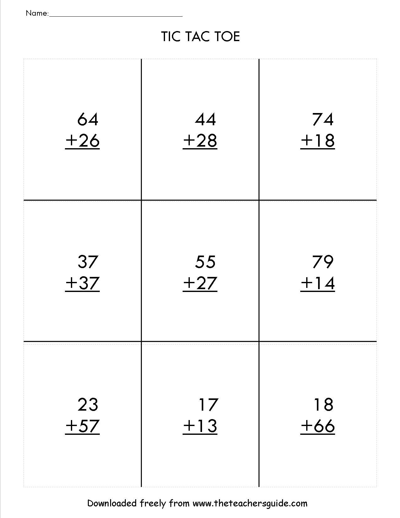 Two Digit Addition Worksheets From The Teacher s Guide 2nd Grade Math 